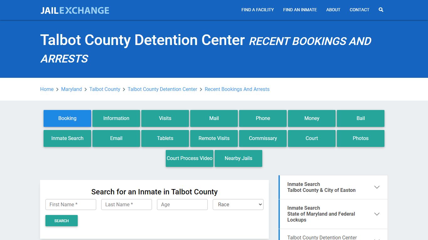 Talbot County Detention Center Recent Bookings And Arrests - Jail Exchange