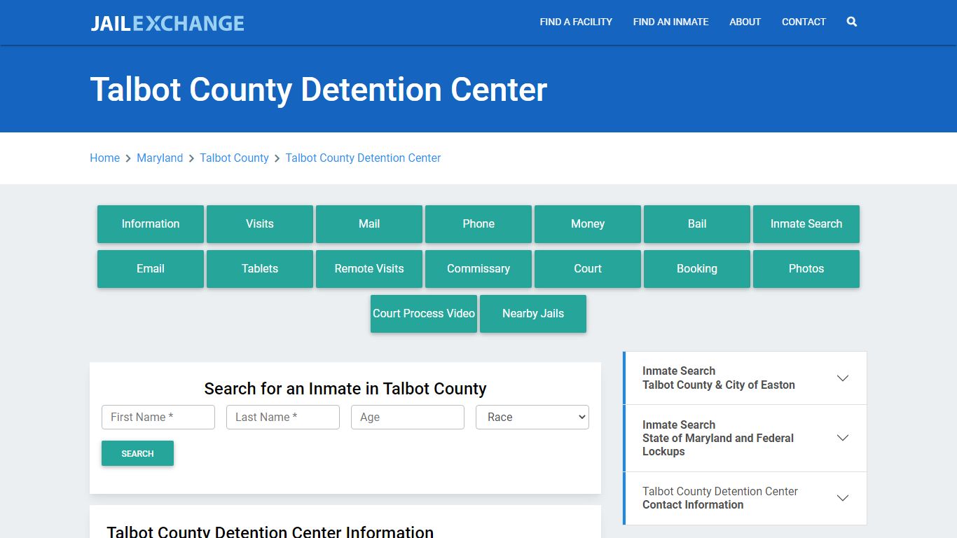 Talbot County Detention Center Roster Lookup, MD, Inmate Search